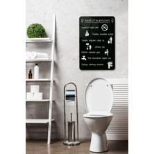 Marvielle Tuvalet Kuralları Banyo Aksesuarı Siyah Fon 40CM x 60CM - Banyo Düzenleyici