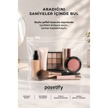 Poşetify Fermuarlı Organizer 30X20 cm | 10 Adet | Buzlu Şeffaf Makyaj Çantası, Kozmetik ve Çok Amaçlı Torba