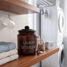 Marvielle 900 ml Amber Cam Deterjan Kavanozu, Siyah Kapaklı - Banyo Düzenleyici