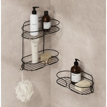 Marvielle Metal Tek Katlı ve 2 Katlı Duş Rafı Şampuanlık Sabunluk Banyo Organizeri 2' - Banyo Düzenleyici