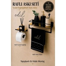 Marvielle Raflı Banyo Seti Siyah-Gold & Siyah-Bordo 2'li Set - Banyo Düzenleyici
