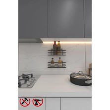 Marvielle Yapışkanlı Kancalı 2 Adet Düzenleyici Rafı Mat Siyah - Banyo Düzenleyici