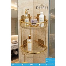 Marvielle Prinç Gold Kaplama Banyo Köşe Rafı Şampuanlık Iki Katlı - Banyo Düzenleyici