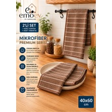 Emoev 2'li Yüksek Emici Mikrofiber Mutfak Kurulama Bezi Çizgili Mutfak Havlusu 40X60 cm