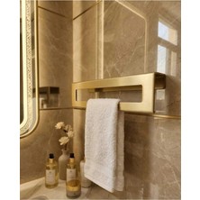 Marvielle Mutfak Duvar Kapalı Raflı Havlu Askılığı Metal Banyo Rafı Gold - Banyo Düzenleyici