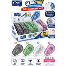 Kraf Glue Tape Şerit Yapıştırıcı 8 mm x 5 M 24’lü Paket