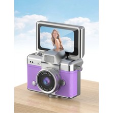 Eser Ticarett Mor - Mini Retro Dijital Kamera 180 Derece Dönen Ekranlı Selfie Vlog Anahtarlık Kamera 1080P Hd Fotoğraf Çekim Hediyelik