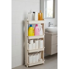 Marvielle 4 Katlı Banyo Rafı Mutfak Rafı Oyuncak Rafı Çok Amaçlı Raf (Beyaz) - Banyo Düzenleyici