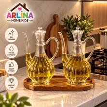 Arlina Home Kids 2'li 750 ml Çizgili  Ibrik Model Cam Yağlık Seti