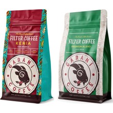 Garani Kenya ve Premium Blend Filtre Kahve Seti 2 x 250 G 500 G Öğütülmüş Orta Kavrum French Press