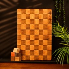 Carlo Pablo %100 Doğal El Yapımı End Grain Kesme Tahtası Premium Kamerun Iroko ve Amerikan Meşe, Antibakteriyel Çizilmez Yüzey, Su Geçirmez (Avrupa'da Üretilmiştir)