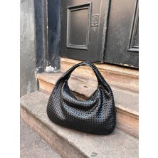 Era Boutique Tr Laura Siyah Örgü Detay Büyük Boy El ve Omuz Kadın Çantası