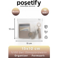 Poşetify Fermuarlı Organizer 15X10 cm | 10 Adet | Buzlu Şeffaf Çanta Içi, Kozmetik ve Çok Amaçlı Torba