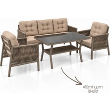 Çavdar Group Vena 3+1+1 Alüminyum Oturma Grubu 5 Kişilik Bahçe Balkon Teras Çay Seti