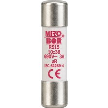 Miro RS15 690V 3A 10X38 Hızlı Porselen Sigorta – 5'li Paket