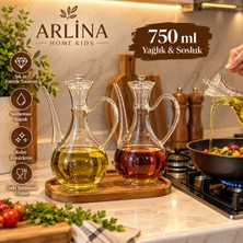 Arlina Home Kids 2'li 750 ml  Ibrik Model Cam Yağlık Seti-Akasya Standlı