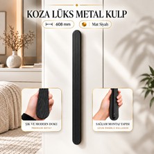 Badem10 Koza Mat Siyah 608 mm 60.8 cm Çekmece Kulp Metal Dolap Kapak Mobilya Kulpu Şık Uzun Kulp Kulbu