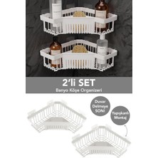Marvielle 2'li Yapışkanlı Banyo Organizer Köşelik Beyaz - Banyo Düzenleyici