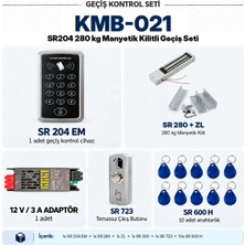 Sarkey SR-204 Em Kartlı Şifreli Geçiş Seti + SR-280+ZL Aparatı + SR-723 Temassız Buton + SR-300 Adaptör + 10 Adet SR-600 H - Set