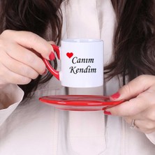 Zoommatik Kişiye Özel Canım Kendim Tasarımlı ve Isimli Türk Kahvesi Fincan Takımı - Kırmızı Tabaklı