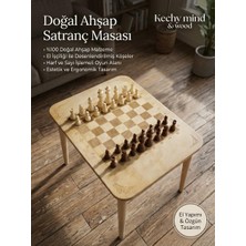Kechy Concept Kechy Mind & Wood Doğal Ahşap Satranç Masası – El Işçilik Detaylı Harf ve Sayı Işlemeli Lüks Satranç Takım Akıl Zeka Oyunları