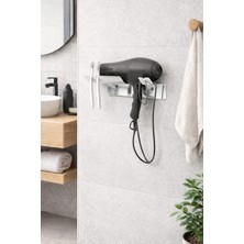 Marvielle Raflı Saçlı Kurutma Makinesi -Fön Makinesi Tutucu Banyo Düzenleyici Organiz - Banyo Düzenleyici