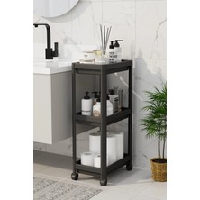 Marvielle 3 Katlı Banyo Raf Ünitesi Siyah - Banyo Düzenleyici