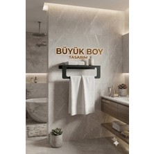 Marvielle Büyük Boy Raflı Havlu Askısı, Metal Raflı Havluluk - Banyo Düzenleyici