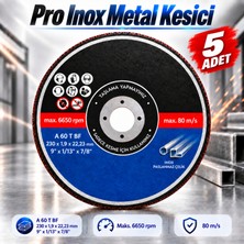 Badem10 230X1,9X22,23 mm Profesyonel Inox Kesme Diski Paslanmaz Çelik Metal Profil Boru Sac Kesici 6650 Rpm