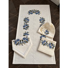 Nurhan Home Collection 5 Parça Etamin Işlemeli Seccade Takımı Çeyizlik Bohçalık Gelin Damat Seccade Seti - Seccade, Bohça, Kese, Havlu ve Tesbih