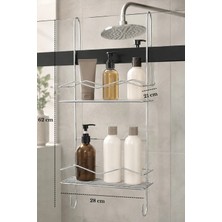 Marvielle Silver Duşakabin Askılı 2 Katlı Banyo Rafı Şampuanlık Düzenleyici - Banyo Düzenleyici