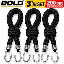 Bold Bagaj Gergi Lastiği 3'lü Set 200 cm – Çift Metal Kancalı Elastik Yük Sabitleme Lastiği
