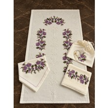 Nurhan Home Collection 5 Parça Etamin Işlemeli Seccade Takımı Çeyizlik Bohçalık Gelin Damat Seccade Seti - Seccade, Bohça, Kese, Havlu ve Tesbih