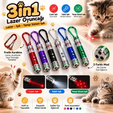 Emg 3'ü 1 Arada Çok Fonksiyonlu  Lazer ve El Feneri - Pratik Karabinli Kedi Oyuncağı ve Anahtarlık (Tekli / Renk Seçenekli)
