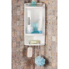 Marvielle Kapaklı Banyo Köşe Rafı Şeffaf Naturel - Banyo Düzenleyici