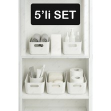 Marvielle 5 Adet Organizer Beyaz Plastik Çok Amaçlı - Banyo Düzenleyici