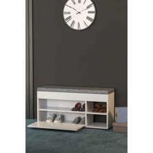 Ulu Pazarlama Puflu Ayakkabılık Bench Beyaz 90 cm