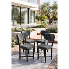 Ulu Pazarlama Sandalye 4 Adet Baby Face Kumaş Metal Ayak Modern Mutfak Sandalyesi Cafe Balkon Ofis Elma