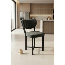 Ulu Pazarlama Sandalye 1 Adet Baby Face Kumaş Metal Modern Mutfak Sandalyesi Cafe Balkon Ofis Elma 9815 Antrast