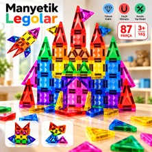 Fidan Oyuncak 87 Parça Manyetik Blok Oyuncak Seti - Eğitici Stem Zeka Geliştirici Mıknatıslı Yapı Legoları (3+ Yaş)