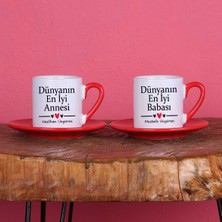 Zoommatik Anneye ve Babaya Hediye Dünyanın En Iyi Annesi ve Dünyanın En Iyi Babası Isimli 2'li Türk Kahvesi Fincan Takımı
