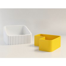 Ulu Pazarlama 3D Baskı Fıstık Kasesi - Çift Hazneli Kabuk Ayırıcı Sunum Kasesi - Beyaz Sarı