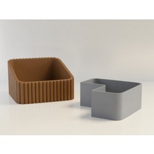 Ulu Pazarlama 3D Baskı Fıstık Kasesi - Çift Hazneli Kabuk Ayırıcı Sunum Kasesi - Kahverengi Gri