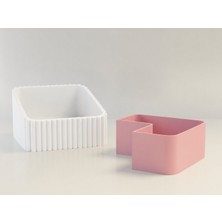 Ulu Pazarlama 3D Baskı Fıstık Kasesi - Çift Hazneli Kabuk Ayırıcı Sunum Kasesi - Beyaz Pembe
