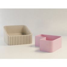 Ulu Pazarlama 3D Baskı Fıstık Kasesi - Çift Hazneli Kabuk Ayırıcı Sunum Kasesi - Bej Pembe