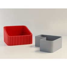 Ulu Pazarlama 3D Baskı Fıstık Kasesi - Çift Hazneli Kabuk Ayırıcı Sunum Kasesi - Kırmızı Gri