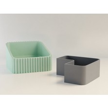 Ulu Pazarlama 3D Baskı Fıstık Kasesi - Çift Hazneli Kabuk Ayırıcı Sunum Kasesi - Mint Gri