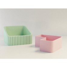 Ulu Pazarlama 3D Baskı Fıstık Kasesi - Çift Hazneli Kabuk Ayırıcı Sunum Kasesi - Mint Pembe