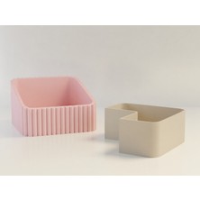 Ulu Pazarlama 3D Baskı Fıstık Kasesi - Çift Hazneli Kabuk Ayırıcı Sunum Kasesi - Pembe Bej