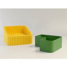 Ulu Pazarlama 3D Baskı Fıstık Kasesi - Çift Hazneli Kabuk Ayırıcı Sunum Kasesi - Sarı Yeşil